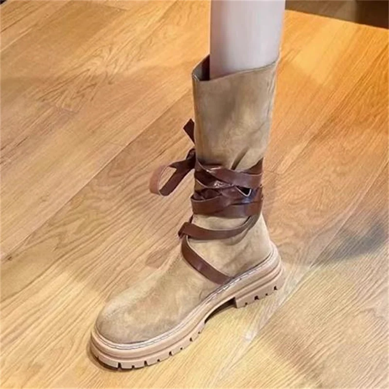 Belts Shoes for Ladies Crossover Strap Calf Boots for Women Round Toes Churry Mid Heels Solid Zapatos Mujer Velvet Femme Botas
Belts Shoes for Ladies Crossover Strap Calf Boots for Women Round Toes Churry Mid Heels Solid Zapatos Mujer Velvet Femme Botas