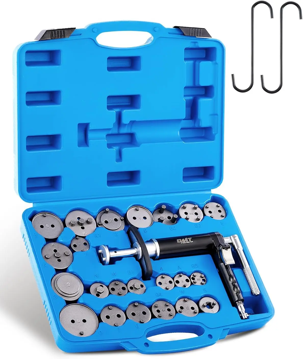 Brake Caliper Tool with 2 Caliper Hangers, 25pc Brake Caliper Wind Back Tool Professional Brake Tool Set Fits American, European
Brake Caliper Tool with 2 Caliper Hangers, 25pc Brake Caliper Wind Back Tool Professional Brake Tool Set Fits American, European
