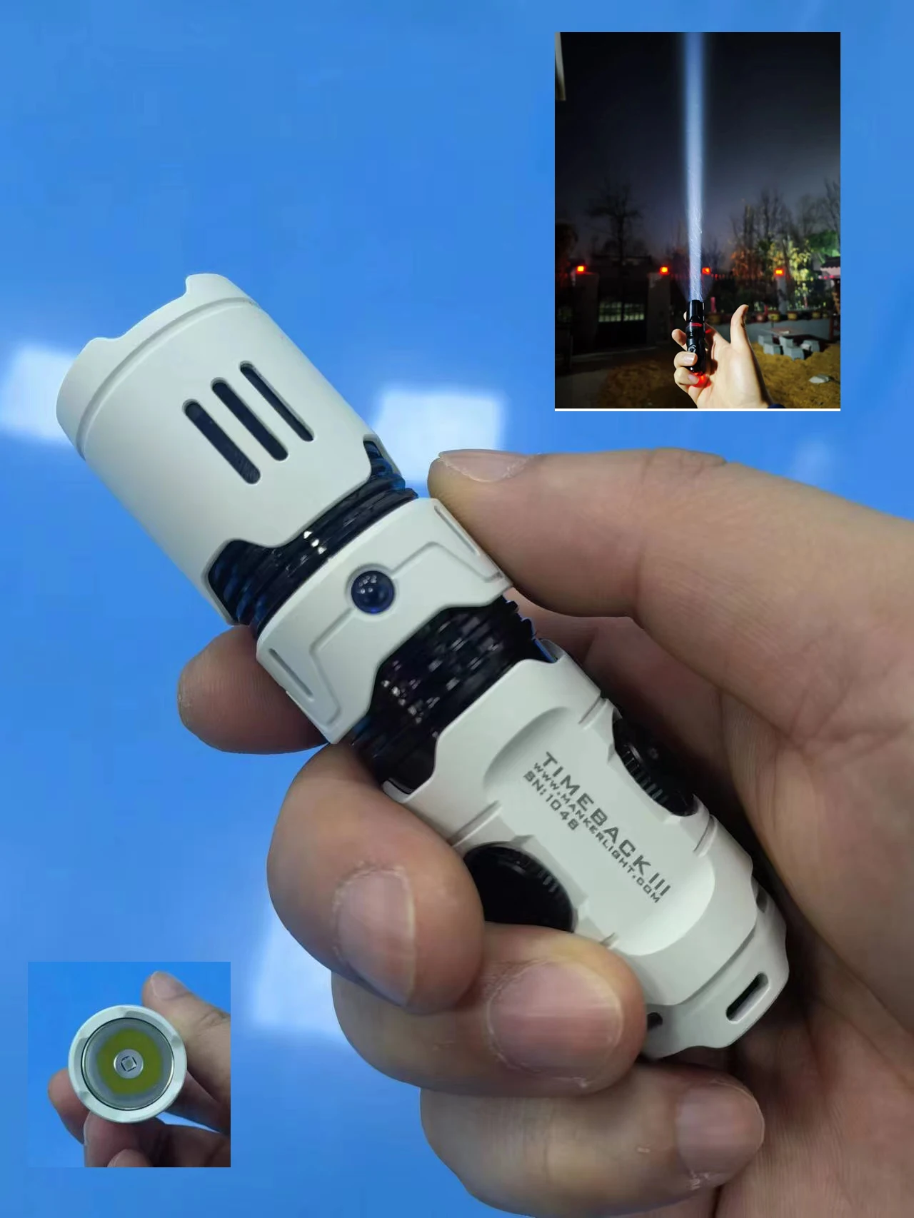 Manker Timeback White High-class Mini EDC Flashlight 4x SST20 LEDs 2500 Lumens Torch With Replaceable Long Range Head
Manker Timeback White High-class Mini EDC Flashlight 4x SST20 LEDs 2500 Lumens Torch With Replaceable Long Range Head
