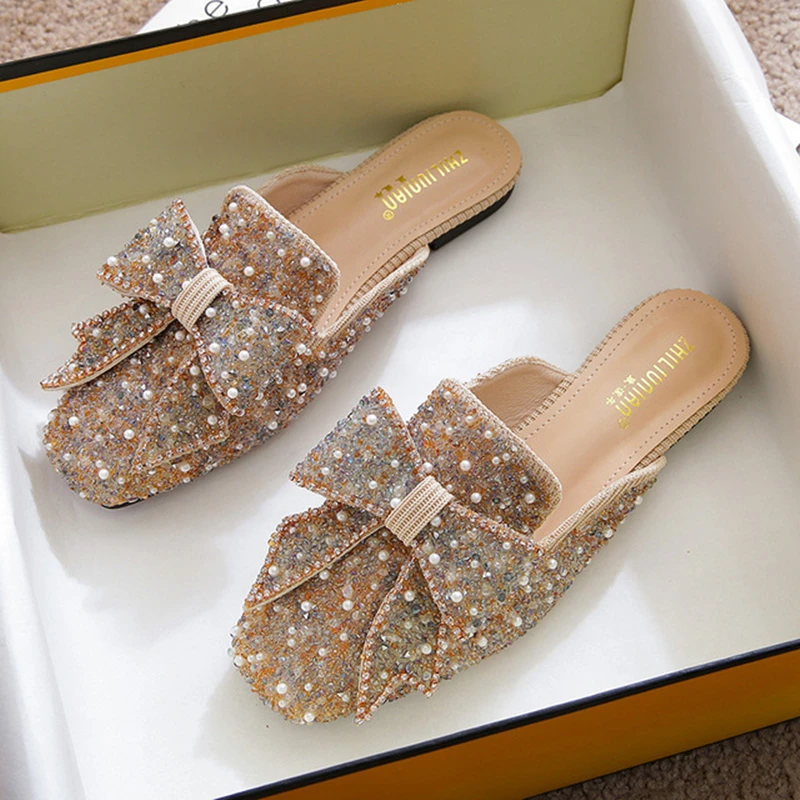 Fashion New Crystal Ladies Slippers Mules Slides Slippers Women Shoes Bow Knot Square Toe Square Flat Shoes Woman
Fashion New Crystal Ladies Slippers Mules Slides Slippers Women Shoes Bow Knot Square Toe Square Flat Shoes Woman