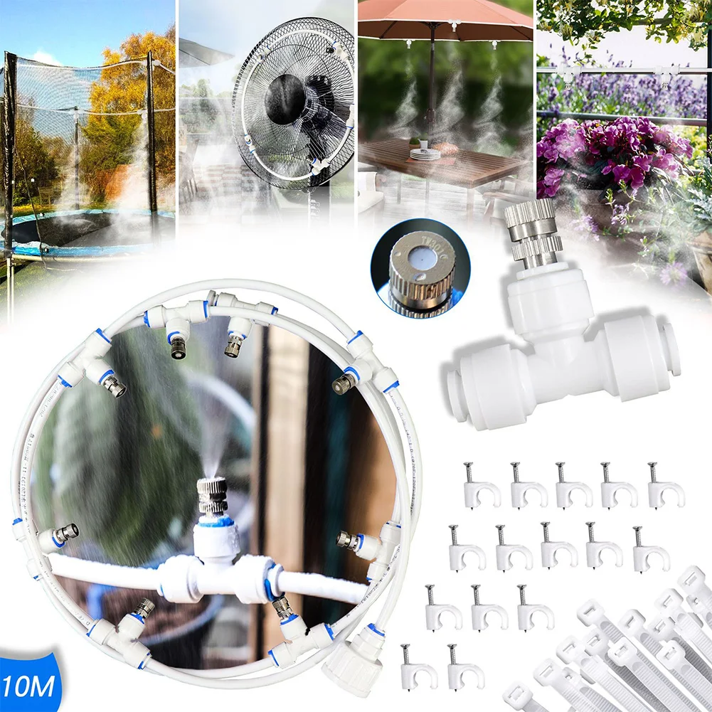 EU/US Outdoor Misting Cooling System 10m Water Hose With 8 Brass Mist Nozzle DIY Mist Cooling Patio Garden Greenhouse Watering
EU/US Outdoor Misting Cooling System 10m Water Hose With 8 Brass Mist Nozzle DIY Mist Cooling Patio Garden Greenhouse Watering