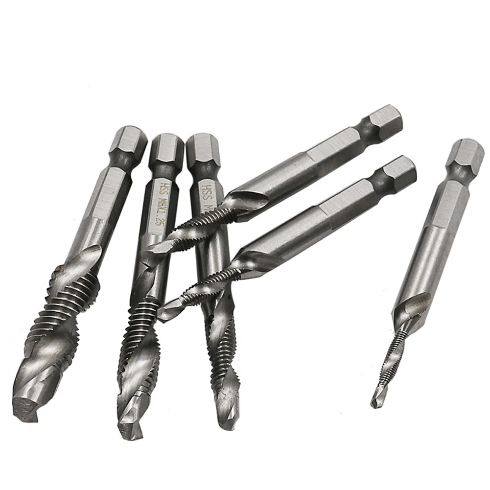 6pcs Composite Tap Drill Bits Set M3-M10 HSS 4341 Hex Shank Thread Bit Screw Machine Metric Combination Bit Electric Drill Bit
6pcs Composite Tap Drill Bits Set M3-M10 HSS 4341 Hex Shank Thread Bit Screw Machine Metric Combination Bit Electric Drill Bit