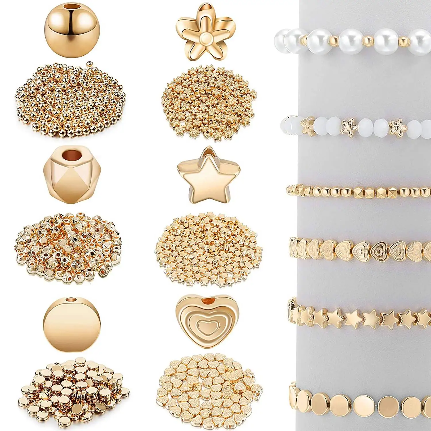 1200 Pieces Spacer Beads Set for Bracelet Earring Necklace Jewelry Making(6 Different Shapes)
1200 Pieces Spacer Beads Set for Bracelet Earring Necklace Jewelry Making(6 Different Shapes)