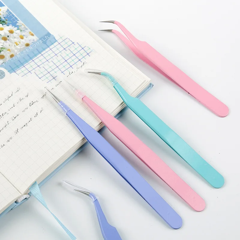 

Steel Candy Gadgets Tweezers Portable Macaron Tool Practical Journal Stainless Sticker Tape Tweezers Color Simple Color