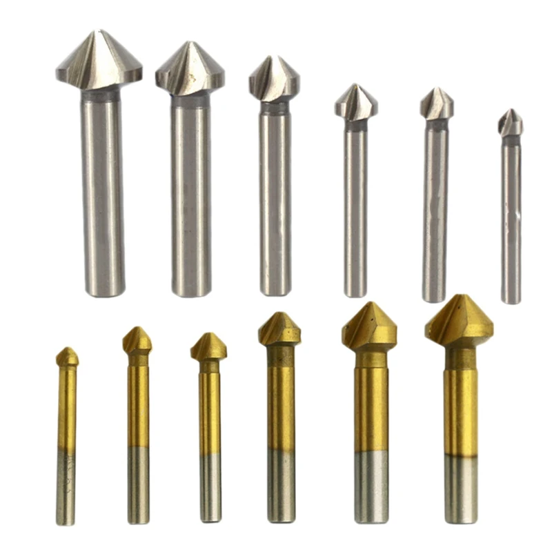 6 Pcs HSS Countersink Drill Bit Set 90 Degree 3 Flute Titanium Chamfer Cutter Mill Drill Bits
6 Pcs HSS Countersink Drill Bit Set 90 Degree 3 Flute Titanium Chamfer Cutter Mill Drill Bits