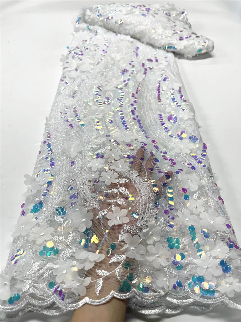 White Tulle Rich Sequence 2023 Embroidered 3D Chiffon Lace Luxury African Neat Fabric With Appliques Sequins wedding Wear OR4249
White Tulle Rich Sequence 2023 Embroidered 3D Chiffon Lace Luxury African Neat Fabric With Appliques Sequins wedding Wear OR4249