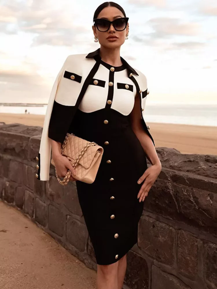 Summer 2022 Women Sexy Sleeveless Tank Button Black White Bodycon Bandage Dress Elegant Celebrity Evening Party Dress Vestido
Summer 2022 Women Sexy Sleeveless Tank Button Black White Bodycon Bandage Dress Elegant Celebrity Evening Party Dress Vestido
