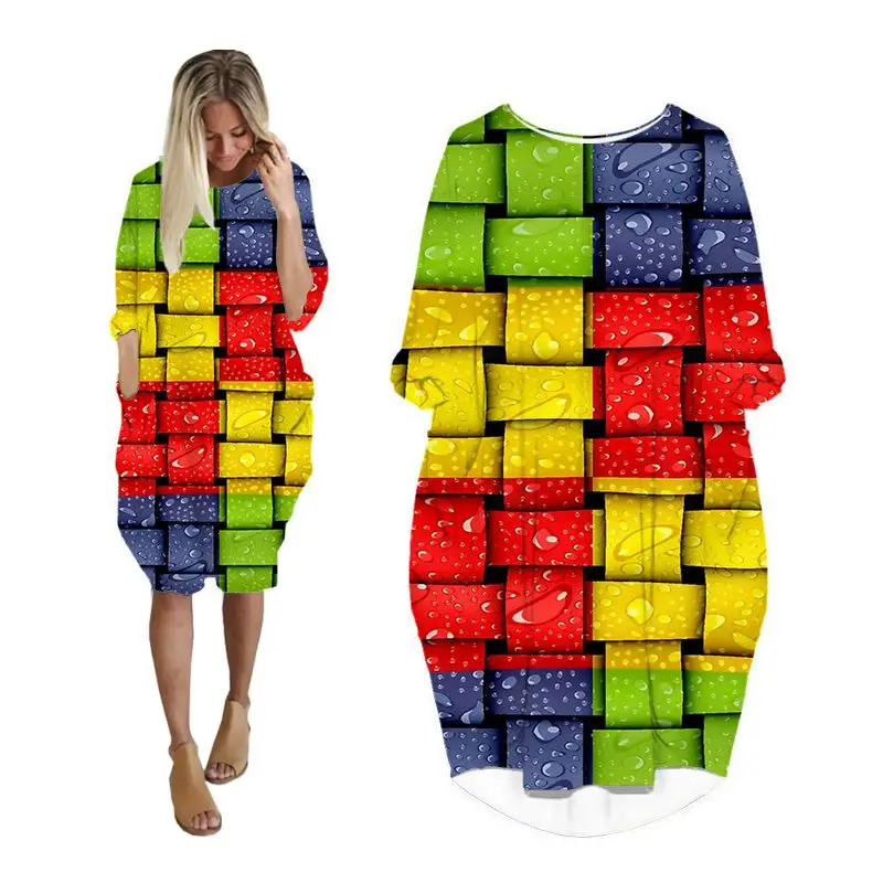 Женские платья с геометрическим рисунком, модная женская одежда в Корейском стиле с длинным рукавом, Летняя женская одежда больших размеров, женское платье миди
Женские платья с геометрическим рисунком, модная женская одежда в Корейском стиле с длинным рукавом, Летняя женская одежда больших размеров, женское платье миди