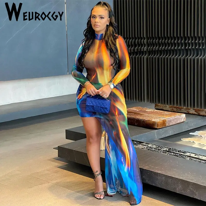 Autumn Women Fashion Print Long Sleeve TieDye Galaxy Turtleneck Long Sleeve Asymmetrial Bodycon Streetwear Party Club Midi Dress
Autumn Women Fashion Print Long Sleeve TieDye Galaxy Turtleneck Long Sleeve Asymmetrial Bodycon Streetwear Party Club Midi Dress