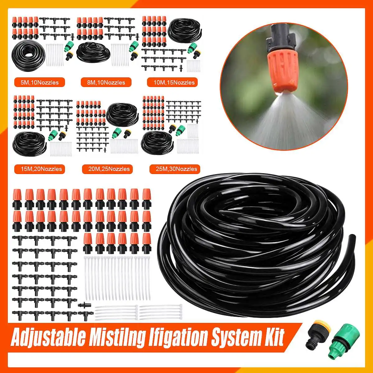 Greenhouse 5M-25M DIY Drip Irrigation System Automatic Watering Garden Hose Micro Drip Misting Cooling with Adjustable Drippers
Greenhouse 5M-25M DIY Drip Irrigation System Automatic Watering Garden Hose Micro Drip Misting Cooling with Adjustable Drippers