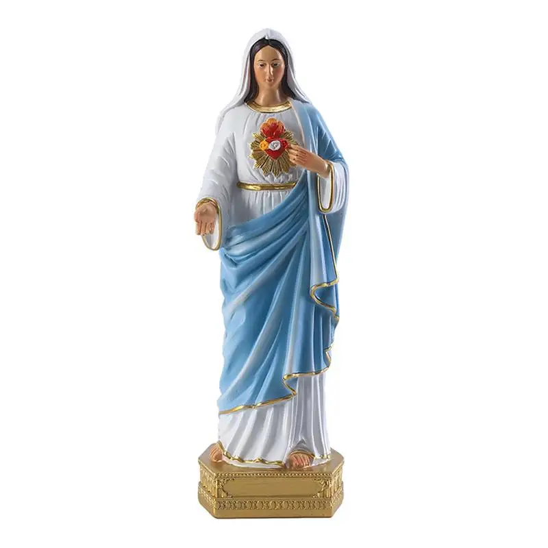 

8.66Inch Blessed Virgin Mary Figurine Pastel Color Mother Mary Statue Resin Stone Religious Christian Figurine Decoration
