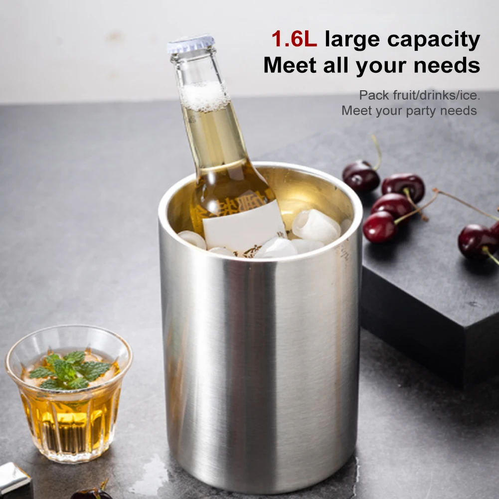 Stainless Steel Ice Bucket 1.6L Large Drinks Chilling Bucket Wine Beer Bottle Cooler Champagne Bucket For Home Bar Beach Party
Stainless Steel Ice Bucket 1.6L Large Drinks Chilling Bucket Wine Beer Bottle Cooler Champagne Bucket For Home Bar Beach Party