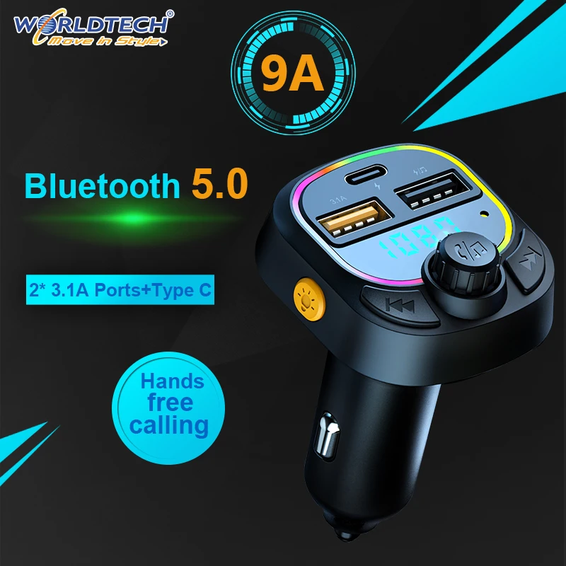Worldtech Bluetooth 5.0 Car Charger Fast Charging Usb Charger QC 3.0 PD 5V 3.1 A Type C Car USB Charger For Iphone Xiaomi HuaweI 
Worldtech Bluetooth 5.0 Car Charger Fast Charging Usb Charger QC 3.0 PD 5V 3.1 A Type C Car USB Charger For Iphone Xiaomi HuaweI