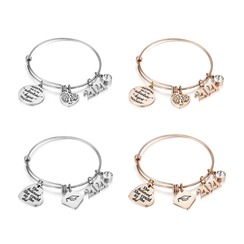 2021 Graduation Gifts Stainless Steel College High School Inspirational Pendant Charm Bracelet Adjustable Bangle Jewelry
2021 Graduation Gifts Stainless Steel College High School Inspirational Pendant Charm Bracelet Adjustable Bangle Jewelry