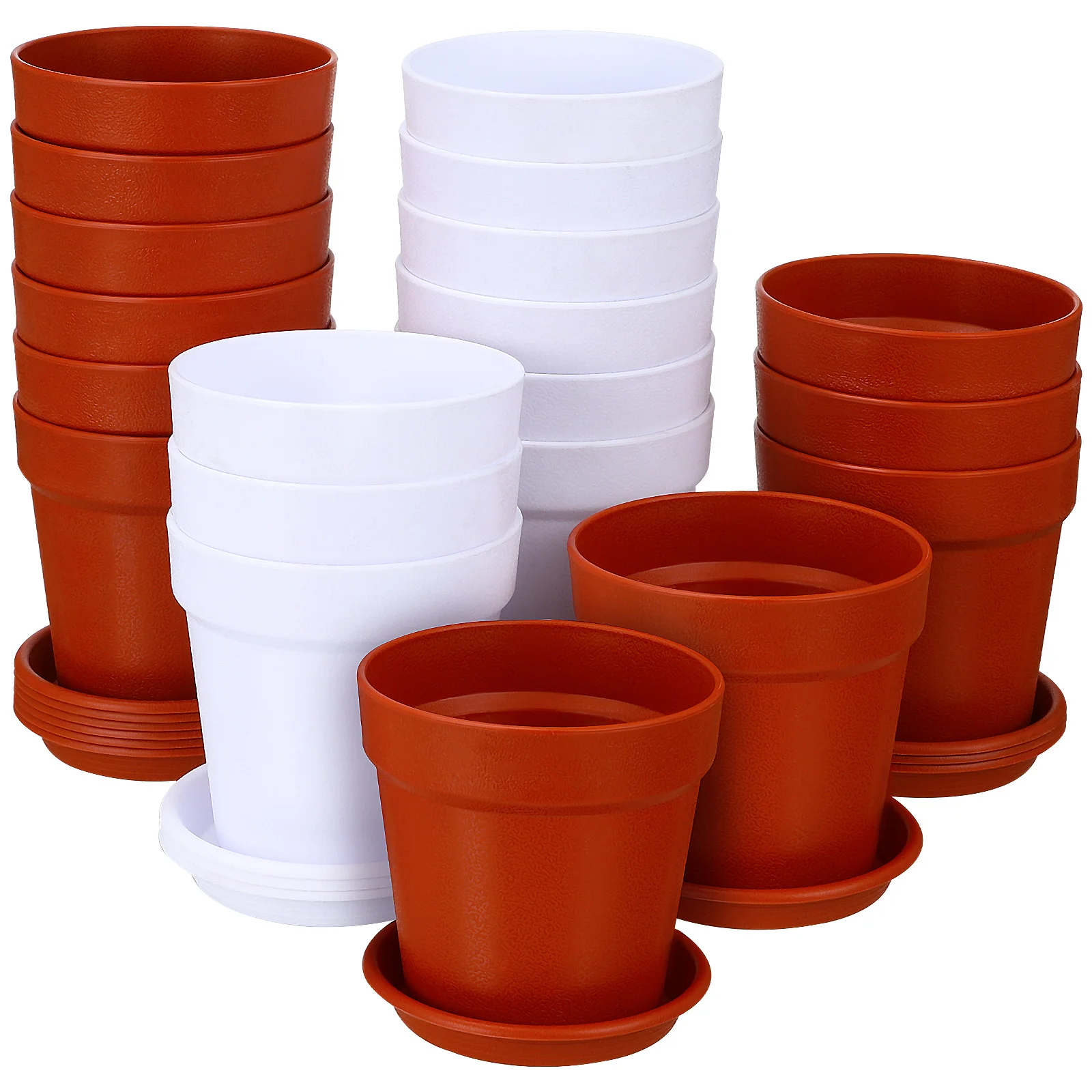 24 Pcs Plastic Pots Nursery Pots with Saucers Flower Pots for Succulents and Others Plants
24 Pcs Plastic Pots Nursery Pots with Saucers Flower Pots for Succulents and Others Plants