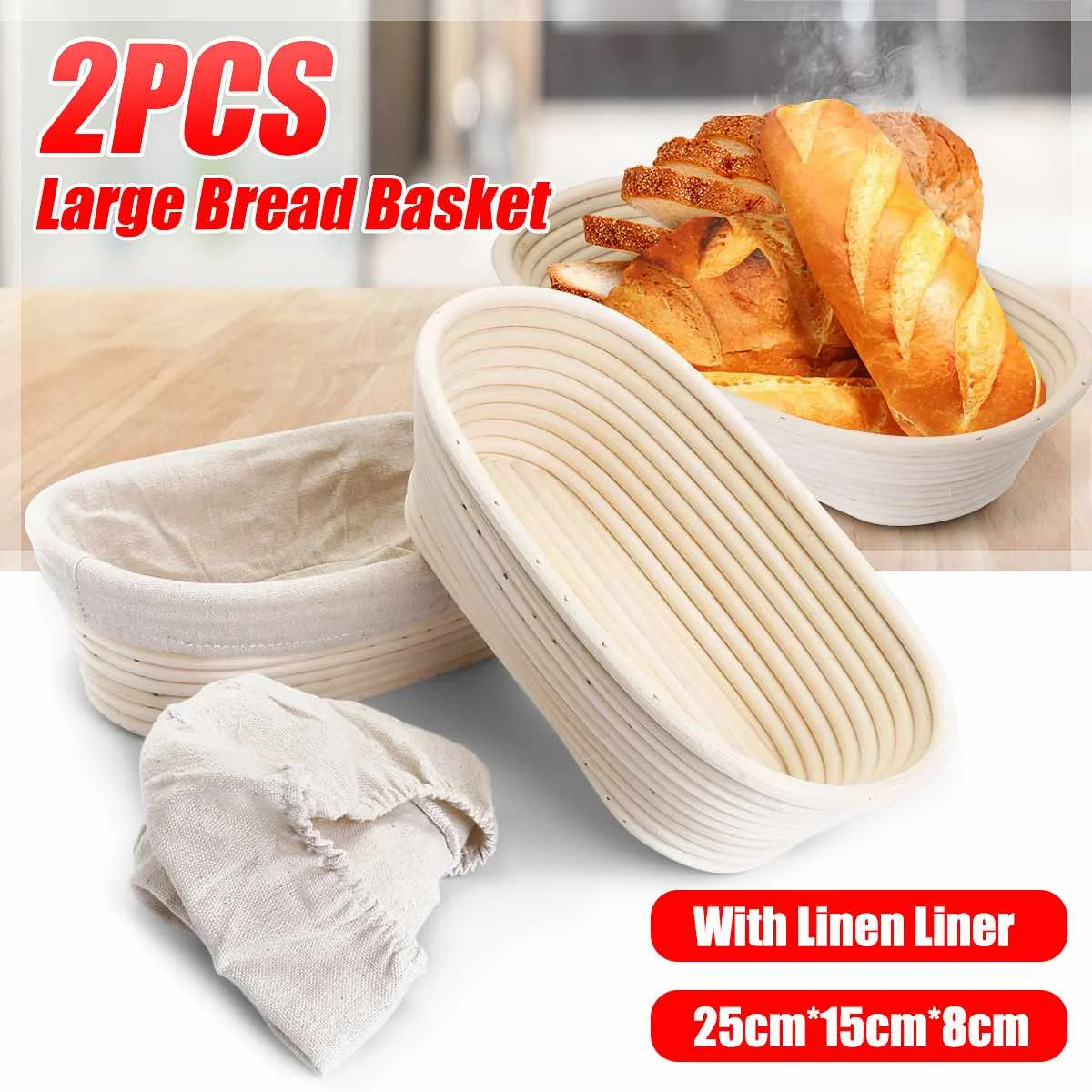 2Pcs 25cm/10inch Bread Basket Banneton Brotform Rattan Proofing Basket Liner Round Oval Fruit Tray Dough Food Storage Container
2Pcs 25cm/10inch Bread Basket Banneton Brotform Rattan Proofing Basket Liner Round Oval Fruit Tray Dough Food Storage Container