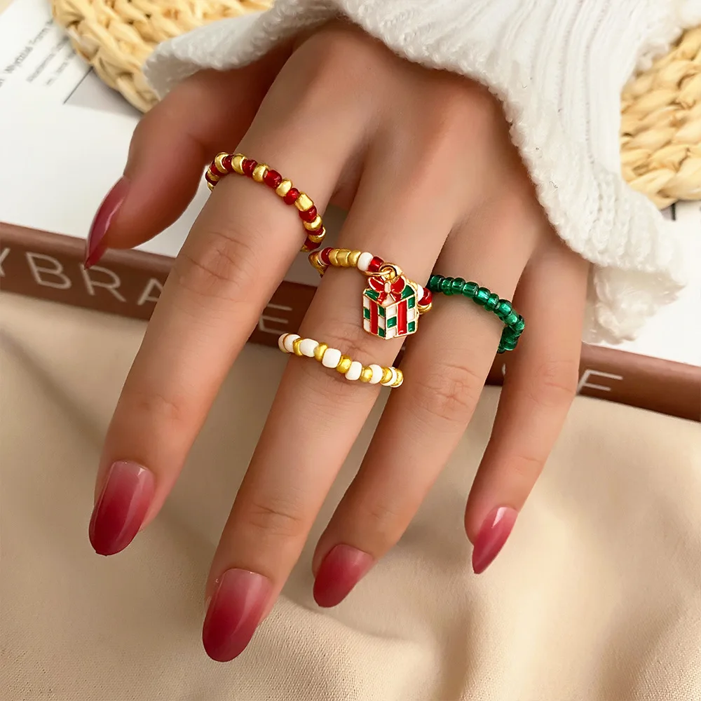 Christmas 2022 European And American Cross-border Christmas Rice Beads Ring 4 Pieces Set Ring INS Trend Elastic Ring Girl
Christmas 2022 European And American Cross-border Christmas Rice Beads Ring 4 Pieces Set Ring INS Trend Elastic Ring Girl