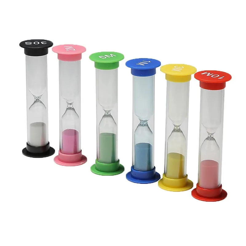 6Pcs Plastic Sandglass Sand Timer Hourglass Minutes Clock Desktop Ornament Creative Kids Gift Home Kitchen Decoration - купить по