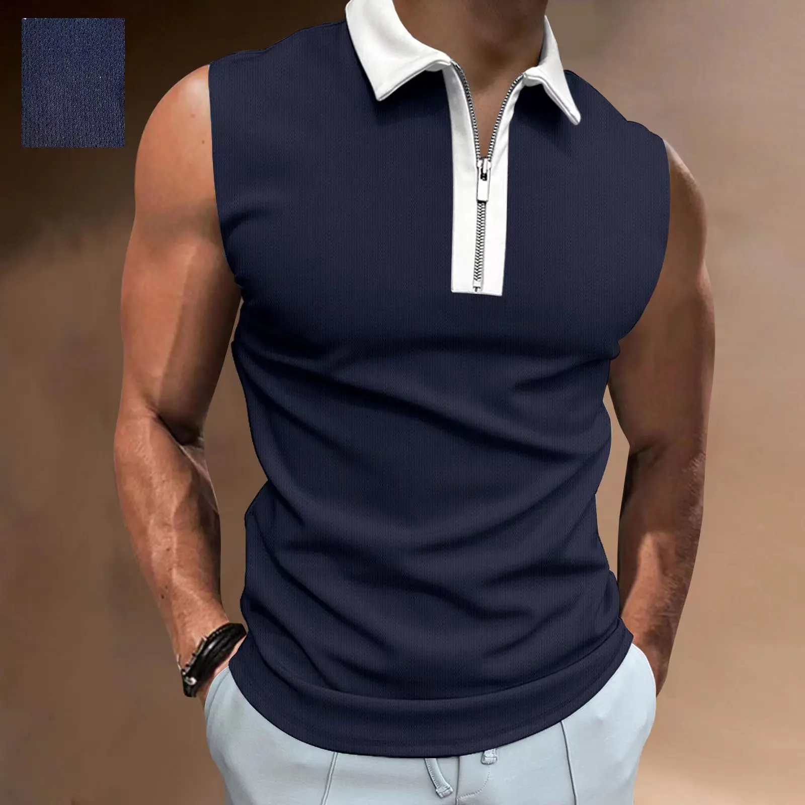 2023 New Summer Sleeveless Tank Top Sports Shirt Fitness Training Sports Top Men's Polo Neck Zipper Casual Fitness Apparel
2023 New Summer Sleeveless Tank Top Sports Shirt Fitness Training Sports Top Men's Polo Neck Zipper Casual Fitness Apparel