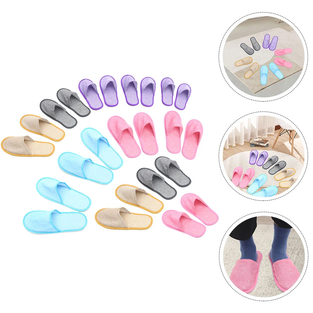 

12 Pairs Bulk Slippers Guests Men Colored Hotel Disposable House Comfortable Indoor Wedding Home Women