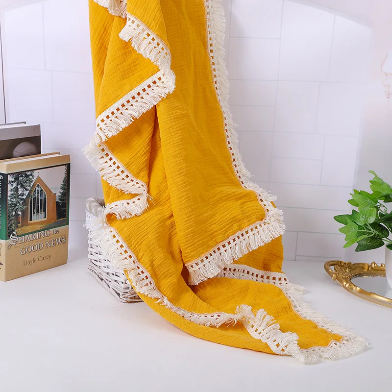 Ins Muslin Baby Blanket Newborn Double-layer Cotton Gauze Wrap Towel Children Lace Tassel Crepe Windshield Shawl Cover Quilt
Ins Muslin Baby Blanket Newborn Double-layer Cotton Gauze Wrap Towel Children Lace Tassel Crepe Windshield Shawl Cover Quilt