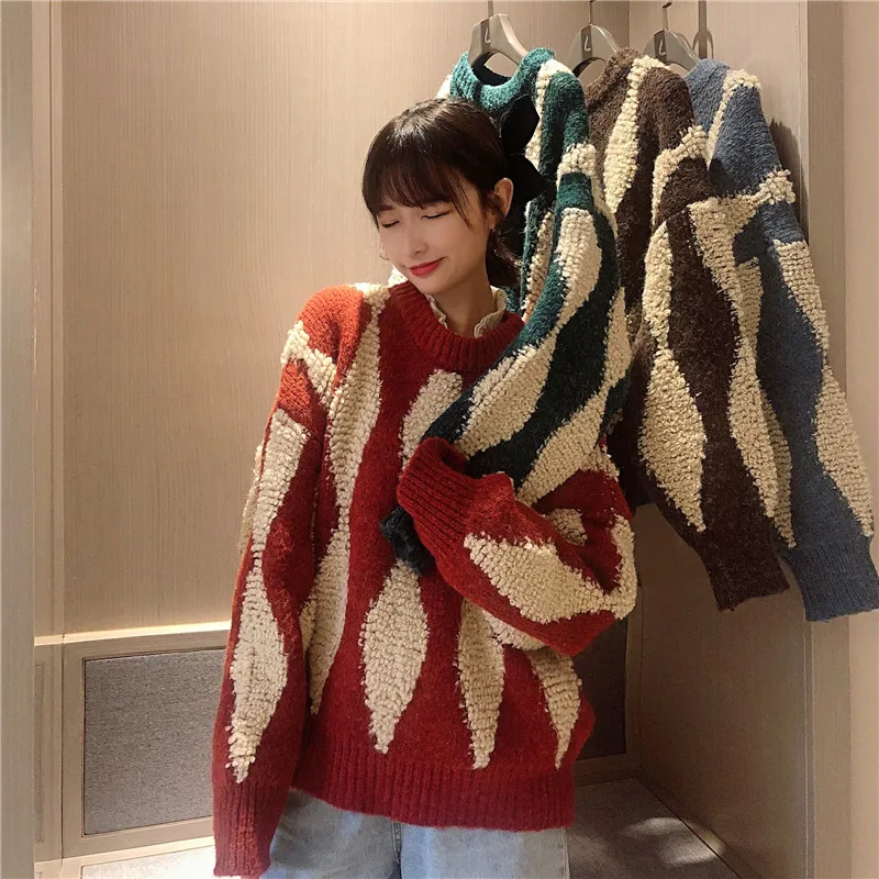 Корейский модный Рождественский вязаный пуловер JMPRS, Женский винтажный свободный свитер с длинным рукавом, женский джемпер с круглым вырез...
Корейский модный Рождественский вязаный пуловер JMPRS, Женский винтажный свободный свитер с длинным рукавом, женский джемпер с круглым вырез...