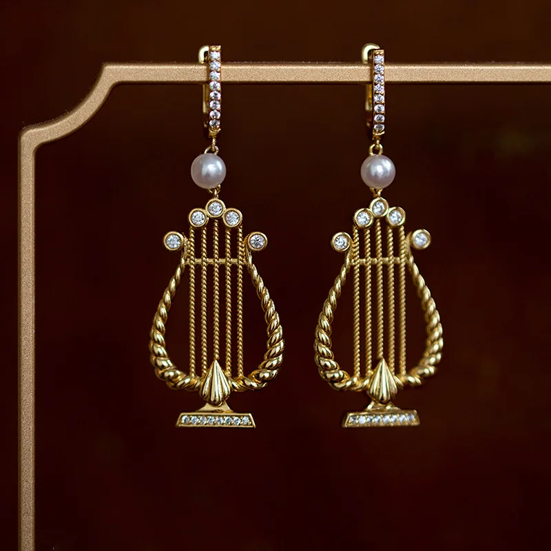 Vintage pearl earrings women's niche design French literary harp stud earrings girl romance eardrop
Vintage pearl earrings women's niche design French literary harp stud earrings girl romance eardrop