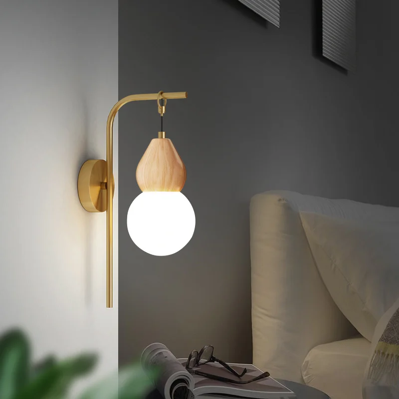 Wall New Chinese Log Style Gourd Lamp Natural Oak Texture Lampshade Bedroom Copper Living room TV Background Wall Lamp
Wall New Chinese Log Style Gourd Lamp Natural Oak Texture Lampshade Bedroom Copper Living room TV Background Wall Lamp
