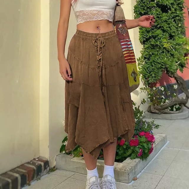 Vintage Brown Patchwork Long Skirts Print Boho Grunge Fairycore Retro Pleated Skirts Kawaii Holiday Women Streetwear
Vintage Brown Patchwork Long Skirts Print Boho Grunge Fairycore Retro Pleated Skirts Kawaii Holiday Women Streetwear