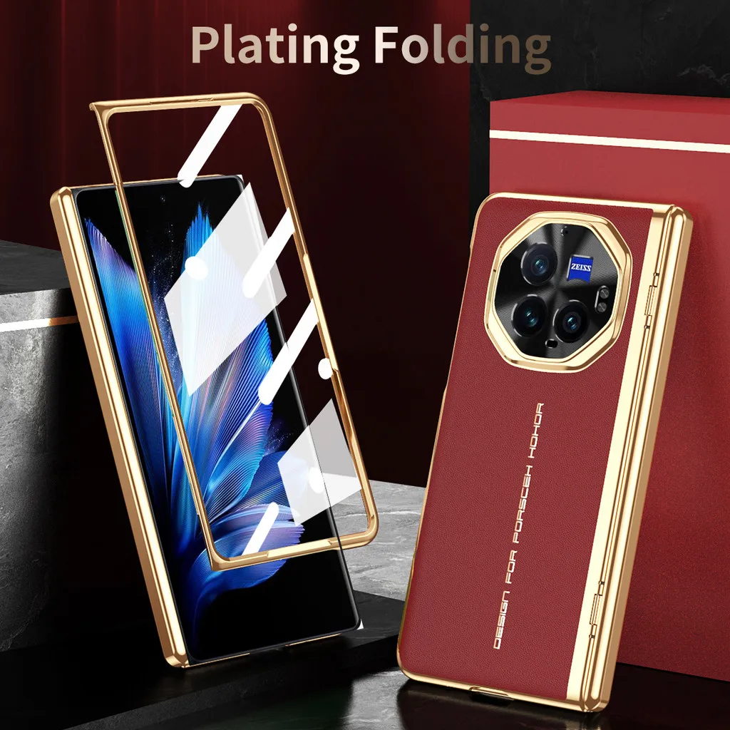 Роскошный кожаный чехол с гальваническим покрытием для VIVO X Fold3 Pro Fold 3 полный