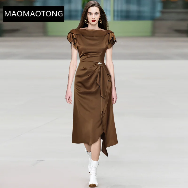 Fashion Designer dress Summer Women's Dress Sexy Slash-neck Butterfly Sleeve Ruched Slim Coffee Midi Dresses
Fashion Designer dress Summer Women's Dress Sexy Slash-neck Butterfly Sleeve Ruched Slim Coffee Midi Dresses