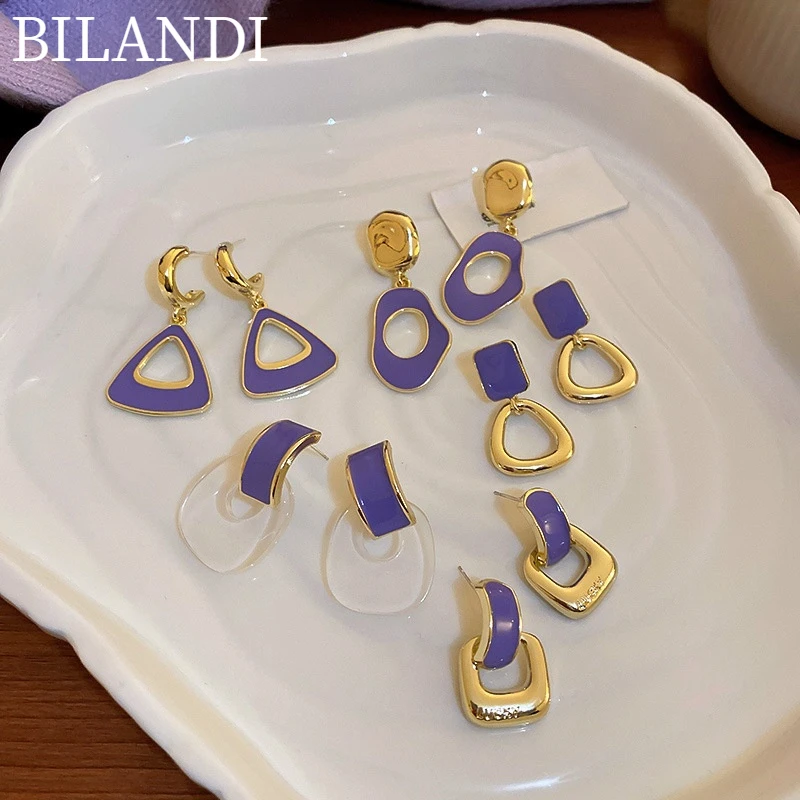 Bilandi S925 needle Delicate Jewelry Geometric Earrings 2022 New Trend Purple Enamel Dangle Earrings For Women Celebration Gifts
Bilandi S925 needle Delicate Jewelry Geometric Earrings 2022 New Trend Purple Enamel Dangle Earrings For Women Celebration Gifts