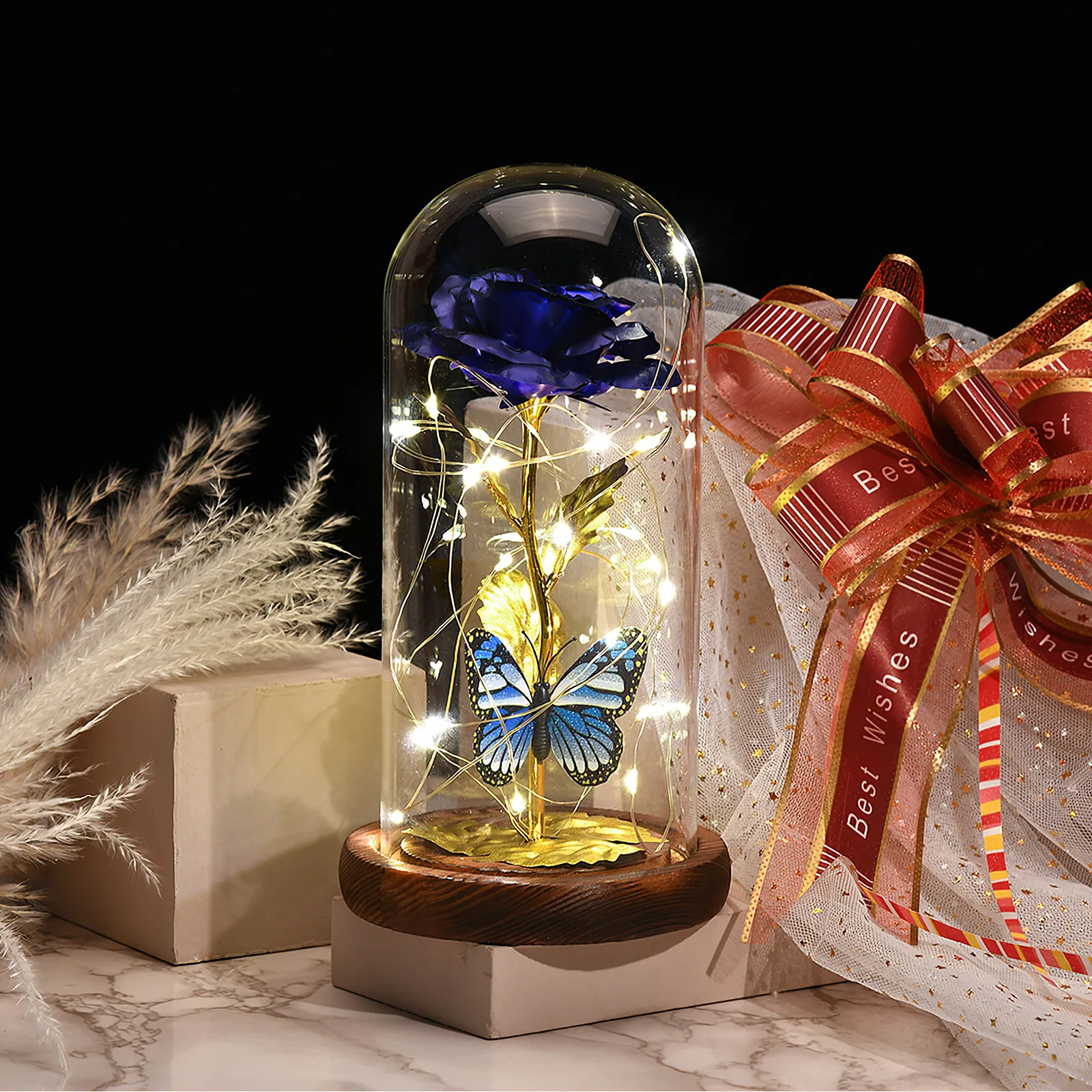 Christmas Decoration Eternal Rose With Led String Light In Glass Artificial Flowers With Wood Base For Wedding New Year Gifts
Christmas Decoration Eternal Rose With Led String Light In Glass Artificial Flowers With Wood Base For Wedding New Year Gifts