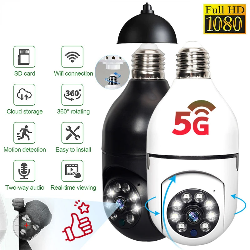 5G Wifi Bulb Surveillance Camera Night Vision Full Color Automatic Human Tracking 4X Digital Zoom Video Security Monitor Cam
5G Wifi Bulb Surveillance Camera Night Vision Full Color Automatic Human Tracking 4X Digital Zoom Video Security Monitor Cam
