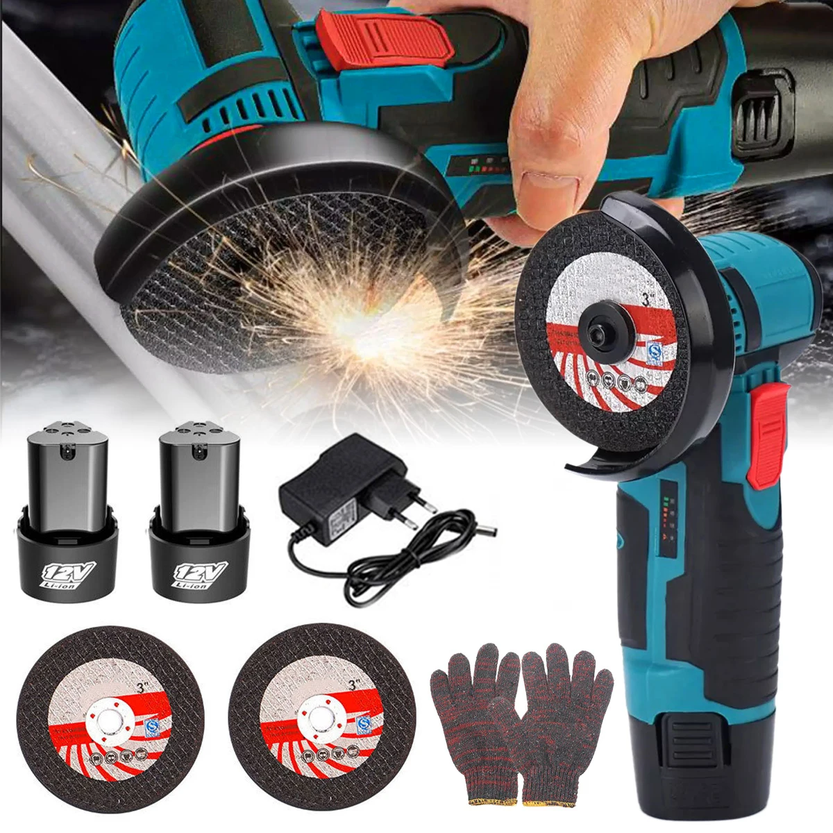 Mini Cordless Angle Grinder 12V Brushless Angle Grinder High Power Cut-Off Tool Kit Electric Grinding Machine with 2 Battery
Mini Cordless Angle Grinder 12V Brushless Angle Grinder High Power Cut-Off Tool Kit Electric Grinding Machine with 2 Battery