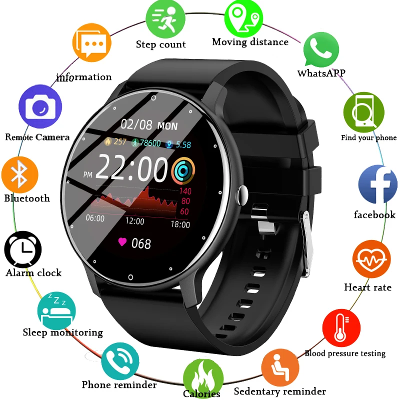 

2022 New Smart Watch Men Full Touch Screen Sport Fitness Watch IP67 Waterproof Bluetooth Customize the main page smartwatch Men