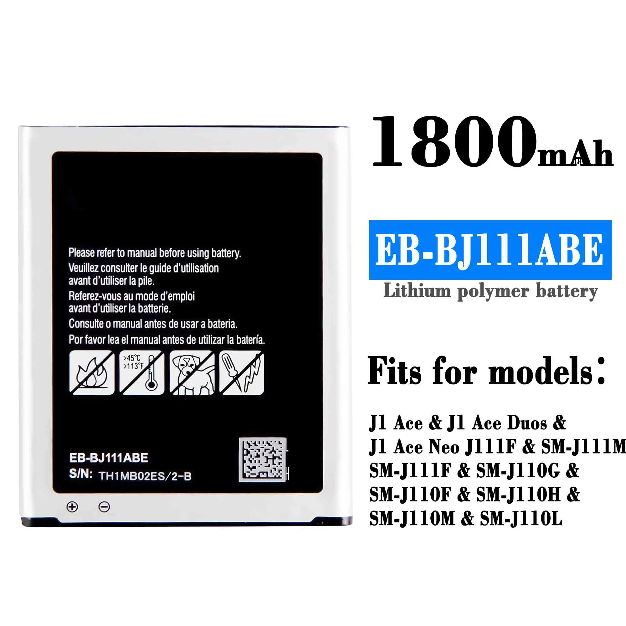 Samsung EB-BJ111ABE Battery For Samsung Galaxy J1 J Ace J110 SM-J110F J110F J110FM J110H 1800mAh
Samsung EB-BJ111ABE Battery For Samsung Galaxy J1 J Ace J110 SM-J110F J110F J110FM J110H 1800mAh