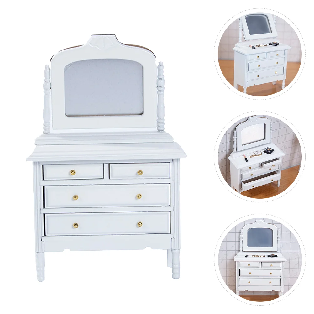 Toy Dresser Kid Mini House Dressing Cabinet Props Decor White Wooden Handicraft Decoration Table Child 1/12 scale 
Toy Dresser Kid Mini House Dressing Cabinet Props Decor White Wooden Handicraft Decoration Table Child 1/12 scale