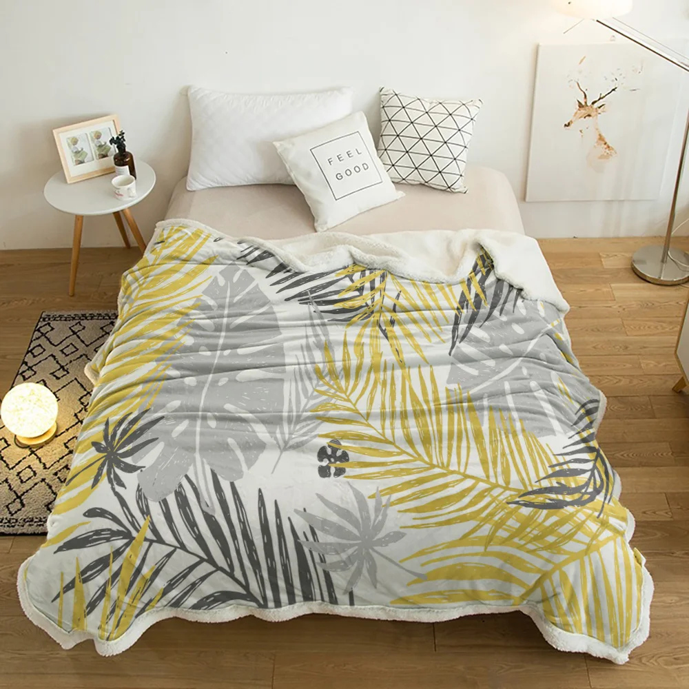 Palm Leaves Yellow Gray White Plush Throw Blanket Sherpa Fleece Bedspread Blankets Sofa Cover Bedding Picnic Wool Soft Blanket
Palm Leaves Yellow Gray White Plush Throw Blanket Sherpa Fleece Bedspread Blankets Sofa Cover Bedding Picnic Wool Soft Blanket