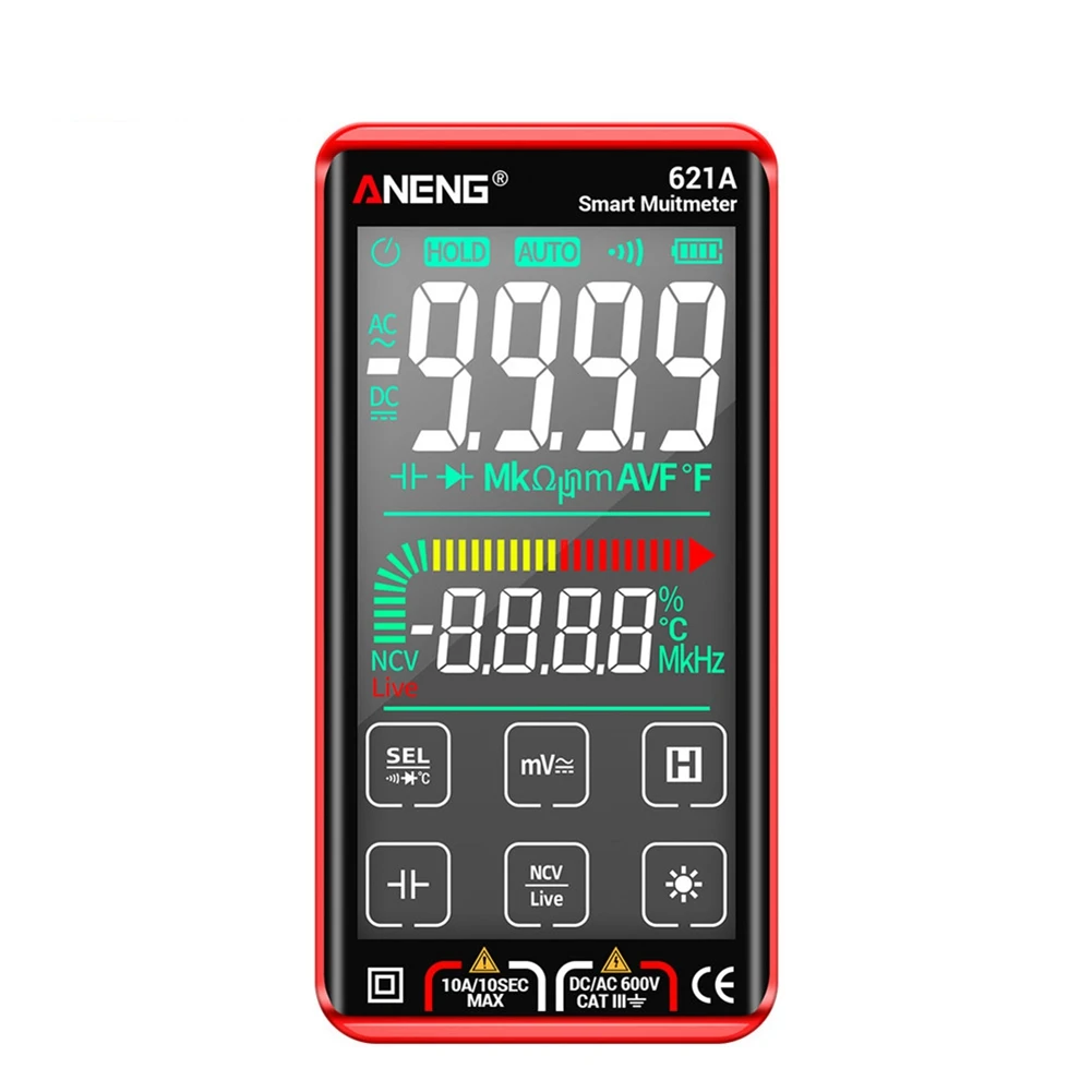 ANENG 621A Smart Digital Multimeter Touch Screen Multimetro Tester Transistor 9999 Counts True RMS DC/AC 10A Meter Red
ANENG 621A Smart Digital Multimeter Touch Screen Multimetro Tester Transistor 9999 Counts True RMS DC/AC 10A Meter Red