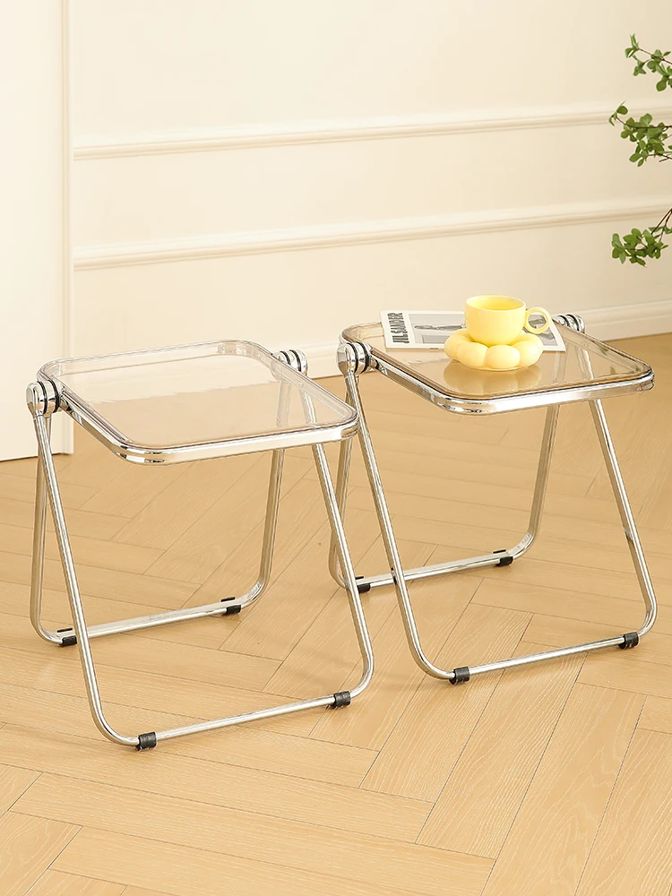 Nordic Coffee Table Stainless Steel Transparent Folding Desk Ins Table Modern Minimalist Office Computer Makeup Tables Muebles
Nordic Coffee Table Stainless Steel Transparent Folding Desk Ins Table Modern Minimalist Office Computer Makeup Tables Muebles