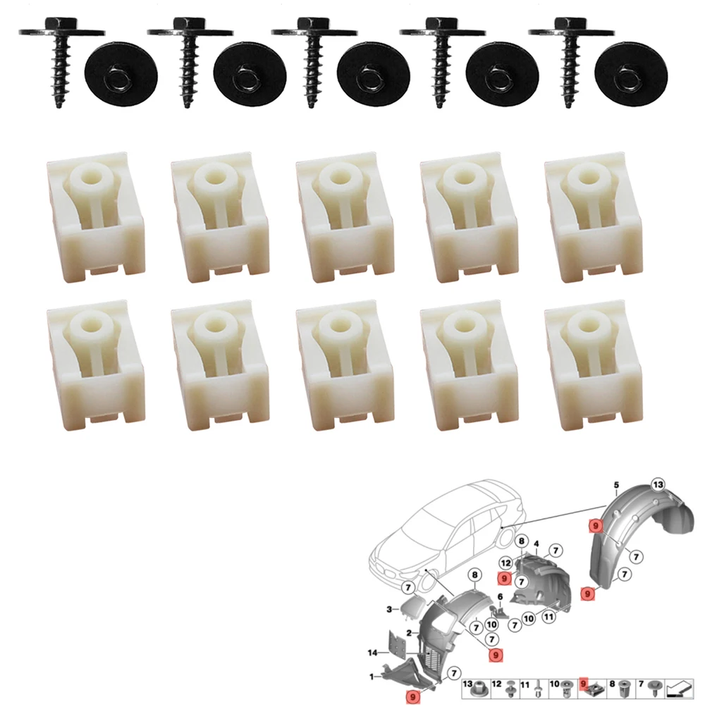 10pcs/Set For BMW Front Fender Liner C-Clip Hex Bolt Screw Combo Kit 07147311312 07149213164 Car Accessories
10pcs/Set For BMW Front Fender Liner C-Clip Hex Bolt Screw Combo Kit 07147311312 07149213164 Car Accessories