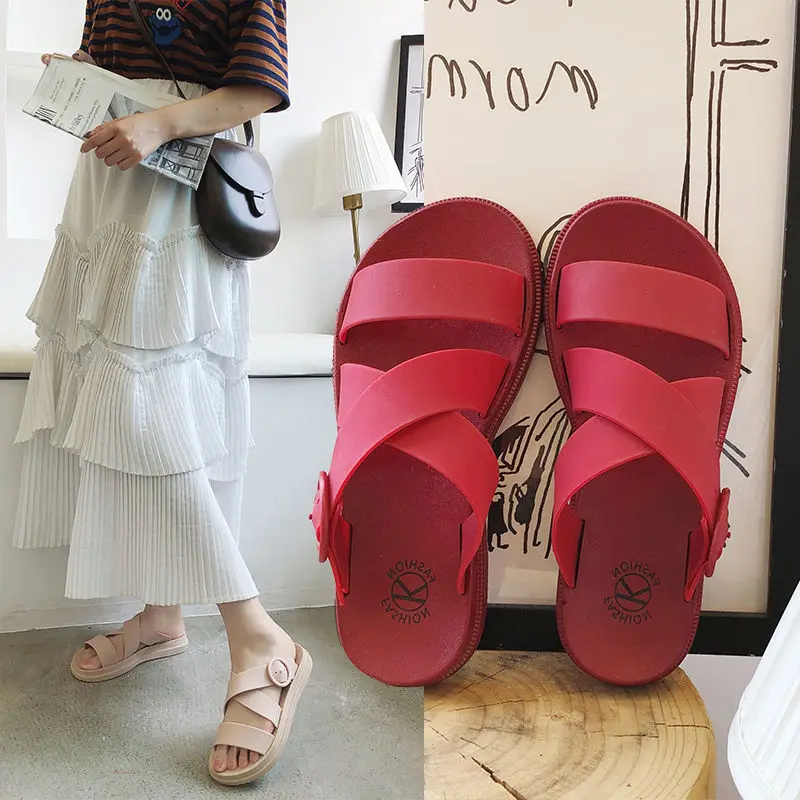 Summer Simple Open Toe Flat Casual Sandals Women's Summer One Word Buckle All-match School Girls' Shoes Zapatos Para Mujer 
Summer Simple Open Toe Flat Casual Sandals Women's Summer One Word Buckle All-match School Girls' Shoes Zapatos Para Mujer