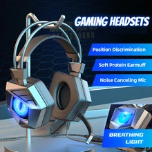 ECHOME Wired Gaming Headphones with Breathing LED Light for PC Gaming Headset with Microphone Volume Control for PC Laptops Ipad