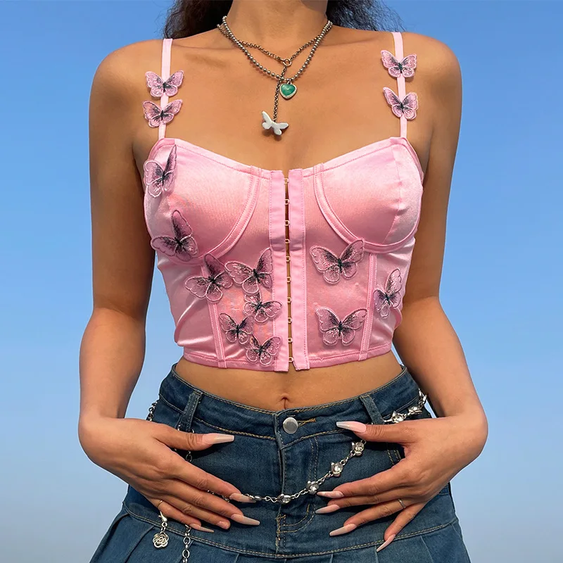 2022 European And American Butterfly Stitching Satin Invisible Breasted Slim Fit Cropped Navel Short Chest Small Camisole
2022 European And American Butterfly Stitching Satin Invisible Breasted Slim Fit Cropped Navel Short Chest Small Camisole