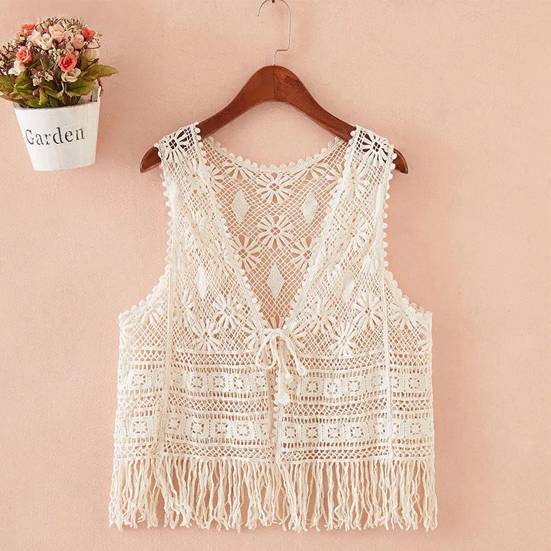 Women's All-match Sleeveless Hollow Out Tank Top Solid Summer Short Knitted Waistcoat Crochet Cardigan Sweater Vest Outerwear
Women's All-match Sleeveless Hollow Out Tank Top Solid Summer Short Knitted Waistcoat Crochet Cardigan Sweater Vest Outerwear