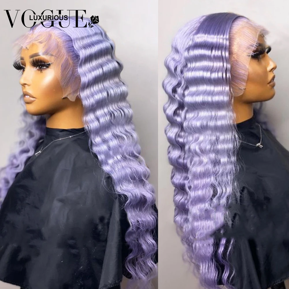 13x6 Transparent Lace Front Women Wig 30 Inch Light Purple Deep Wave Frontal Wigs Preplucked 613 Colored Brazilian Human Hair
13x6 Transparent Lace Front Women Wig 30 Inch Light Purple Deep Wave Frontal Wigs Preplucked 613 Colored Brazilian Human Hair