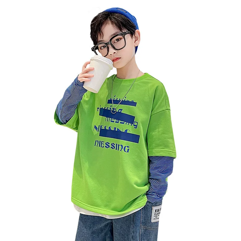 Children's Fake Two Long Sleeve Sweatshirt Clothes for Teenagers Letter Print Casual Cotton T-Shirt Clothing For Boys Kids 5-14Y
Children's Fake Two Long Sleeve Sweatshirt Clothes for Teenagers Letter Print Casual Cotton T-Shirt Clothing For Boys Kids 5-14Y