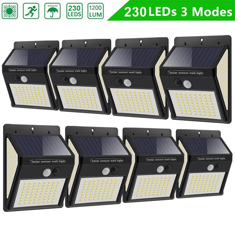 1-4pcs 3Mode Waterproof 230 LED Solar Motion Sensor Lights Outdoor Sunlight Solar Powered Street Wall Lamp for Garden Decoration 
1-4pcs 3Mode Waterproof 230 LED Solar Motion Sensor Lights Outdoor Sunlight Solar Powered Street Wall Lamp for Garden Decoration