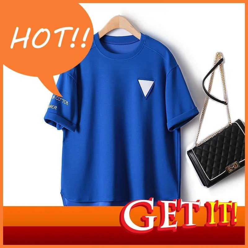 Simple Tops Women 2023 Harajuku Round Neck Wide Version Embroidered Letter Cuffs Round Neck Air Cotton T-shirt Women's Summer
Simple Tops Women 2023 Harajuku Round Neck Wide Version Embroidered Letter Cuffs Round Neck Air Cotton T-shirt Women's Summer